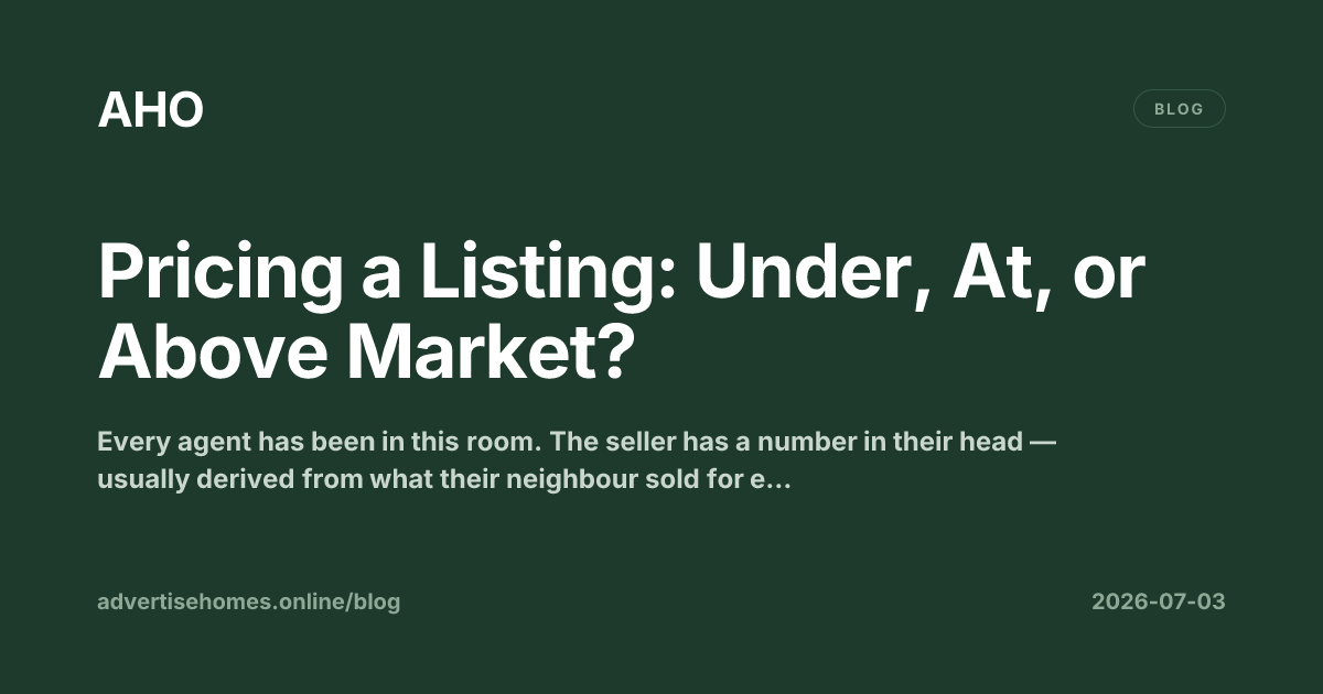 Real estate agent reviewing comparable sales data with a seller at a kitchen table, preparing to agree on a listing price